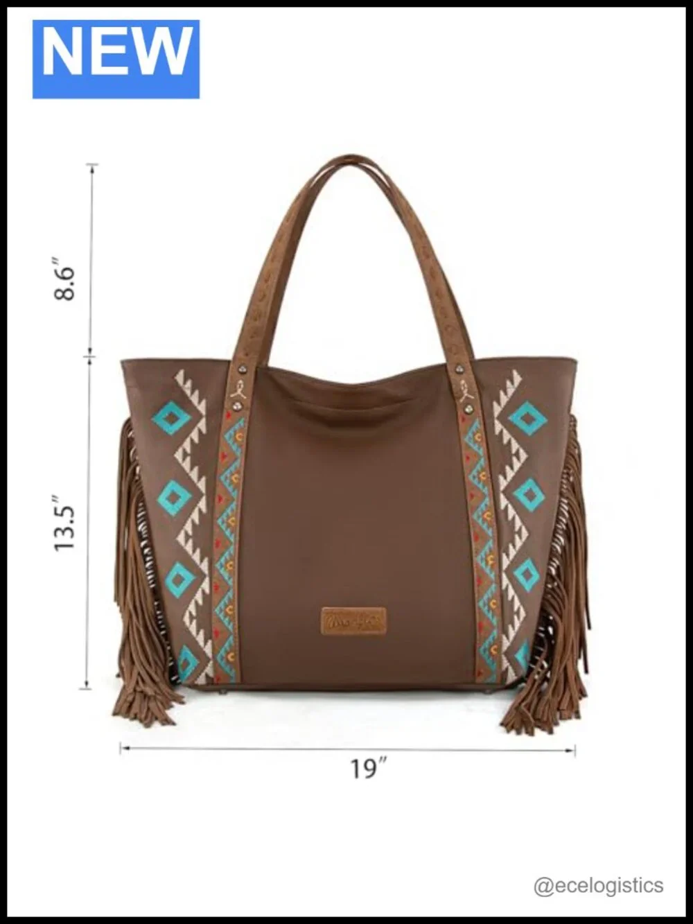 Wrangler Fringe Large Tote Bag Soft Vegan Leather Western Aztec Purse Handbag